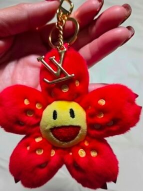 Monogram Flower Bag or Purse Charm - Red
